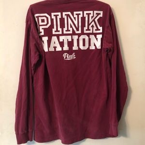 VS PINK LONG SLEEVE PINK NATION TOP